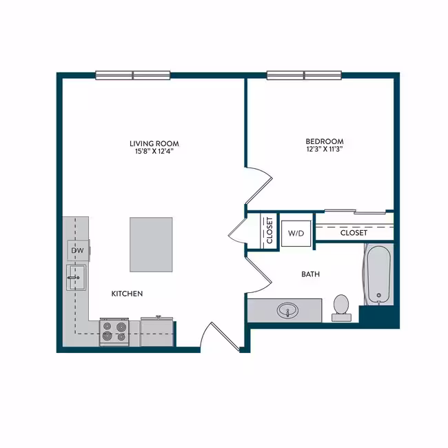 1BR 1BA F 907 floor plan